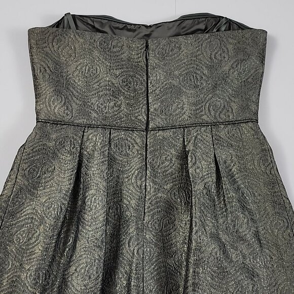 BCBGMAXAZRIA Women's Cocktail Strapless Bustier Pleated Dress Metallic Size 8 - Picture 5 of 16